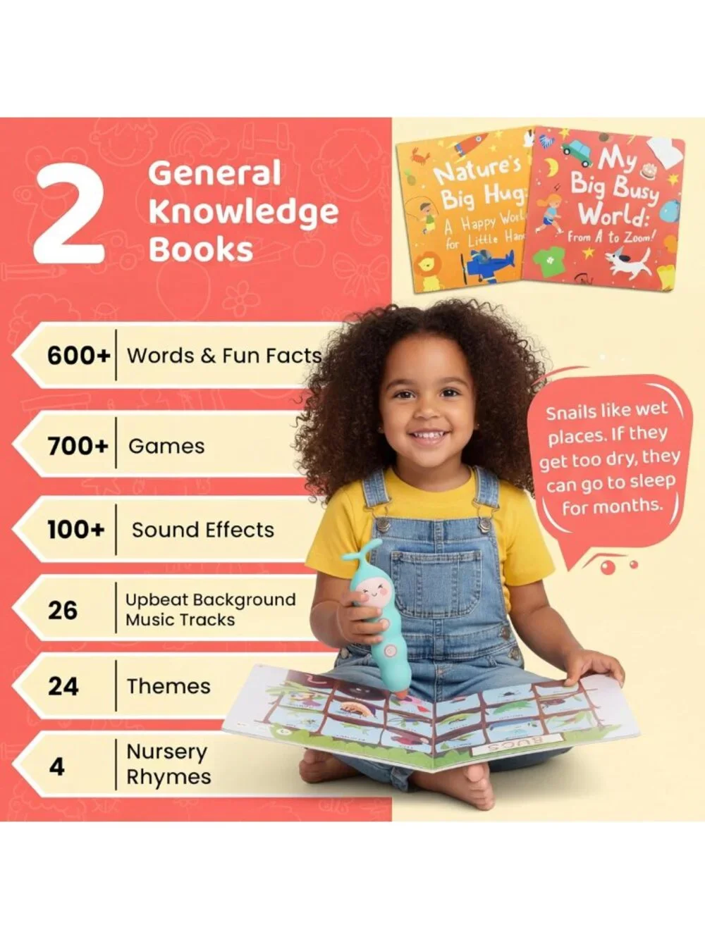 Interactive Talking Pen Set with 8 Books, 600+ Words, Phonics & Q&A Features